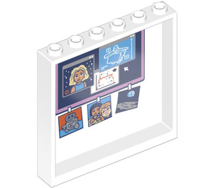 LEGO White Panel 1 x 6 x 5 with Computer Screen and Photos Sticker (59349)