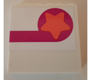 LEGO White Panel 1 x 6 x 5 with Coral star on magenta circle (outside) Disco lights in a square pattern (inside) Sticker (59349)