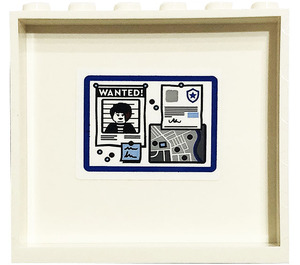 LEGO White Panel 1 x 6 x 5 with Map, 'WANTED', Notes, Female Sticker (59349)