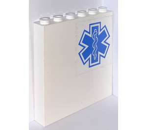 LEGO White Panel 1 x 6 x 5 with Medical Charts and EMT Logo Sticker (59349)