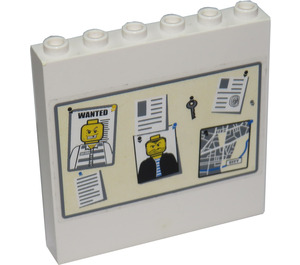 LEGO White Panel 1 x 6 x 5 with Police Noticed Board Sticker (59349)