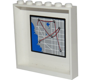 LEGO White Panel 1 x 6 x 5 with Police (Outside) and City Map (Inside) Sticker (59349)