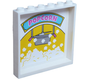 LEGO blanc Panneau 1 x 6 x 5 avec 'POPCORN' Inside et Mirror avec Cœur, Star, Rainbow, Lightning, et Emoji À l'extérieur Autocollant (59349)