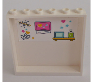 LEGO White Panel 1 x 6 x 5 with Shelf and Paper Dispenser Sticker (59349)
