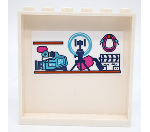 LEGO blanc Panneau 1 x 6 x 5 avec Shelf avec Video Equipment Autocollant (59349)