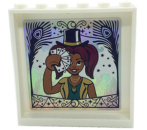 LEGO White Panel 1 x 6 x 5 with Swirls on Outside, Camila with Top Hat Sticker (59349)