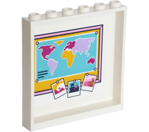 LEGO White Panel 1 x 6 x 5 with World Map and 3 Photos Sticker (59349)