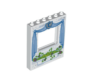 LEGO White Panel 1 x 6 x 6 with Window Cutout with Curtains and Flowers (15627 / 25069)