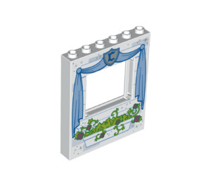 LEGO Valkoinen Paneeli 1 x 6 x 6 jossa Ikkuna Aukko jossa Curtains ja Kukat (15627 / 25069)