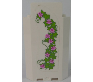 LEGO White Panel 3 x 3 x 6 Corner Wall with Curved Ivy and Flowers (Left) Sticker without Bottom Indentations (87421)
