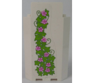 LEGO White Panel 3 x 3 x 6 Corner Wall with Ivy and Flowers (Left) Sticker without Bottom Indentations (87421)