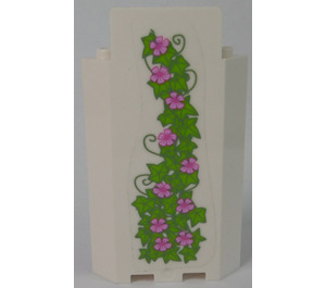 LEGO White Panel 3 x 3 x 6 Corner Wall with Ivy and Flowers (Right) Sticker without Bottom Indentations (87421)