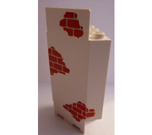 LEGO Wit Paneel 3 x 3 x 6 Hoek Muur met Rood Bricks met inkepingen aan de onderzijde (2345)