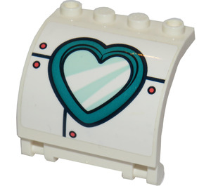 LEGO Blanco Panel 3 x 4 x 3 Curvo con Bisagra con Corazón Shaped Ojo de buey Pegatina (18910)