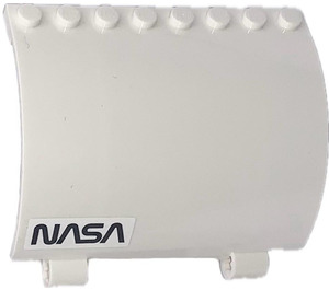 LEGO White Panel 5 x 8 x 3.3 Curved with Axle Holes with NASA (left), Mirrors inside Sticker (76798)