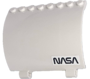 LEGO White Panel 5 x 8 x 3.3 Curved with Axle Holes with NASA (right), Mirrors inside Sticker (76798)