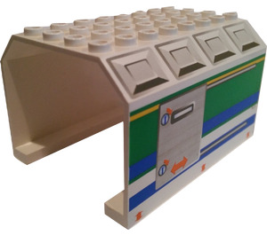 LEGO Wit Paneel 6 x 8 x 4 Fuselage met Green Stripe en Doors (42604)