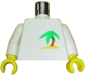 LEGO Weiß Paradisa Torso mit Palm Baum im Sand Muster mit Weiß Arme und Gelb Hände (973)