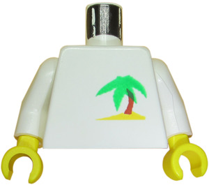 LEGO Wit Paradisa Torso met Palm Boom in Sand Patroon met Wit Armen en Geel Handen (973 / 73403)