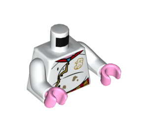 LEGO Wit Pigsy - Wit Chef Jacket, Zwart Medium Poten, Portable Kitchen Minifig Torso (973 / 76382)