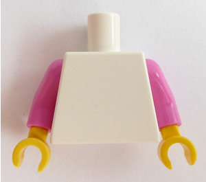 LEGO White Plain Minifig Torso with Dark Pink Arms and Yellow Hands (973 / 76382)