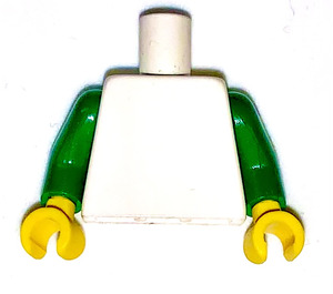 LEGO Wit Vlak Minifiguur Torso met Groen Armen (73403 / 76382)