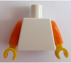 LEGO White Plain Minifig Torso with Orange Arms and Yellow Hands (973 / 76382)