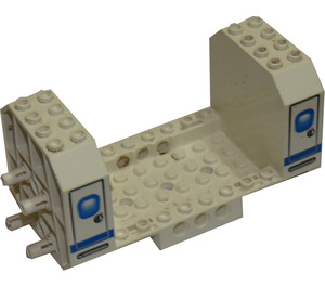 LEGO White Plane Fuselage Angular Bottom 6 x 12 x 5 with Doors on Blue Stripe Pattern