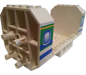 LEGO Wit Vliegtuig Fuselage Onderzijde 6 x 12 x 5 met Green Stripe en Windows