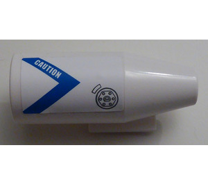 LEGO White Plane Jet Engine with Blue V-Shaped Stripe, 'CAUTION' and Filler Cap (Left) Sticker (4868)