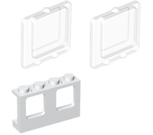 LEGO White Plane Window 1 x 4 x 2 with Transparent Glass