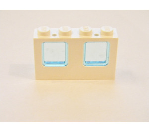 LEGO White Plane Window 1 x 4 x 2 with Transparent Light Blue Glass