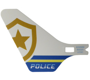 LEGO Blanc Plastique Queue (Fin) pour Flying Hélicoptère avec 'Police' et Police Badge (69608)