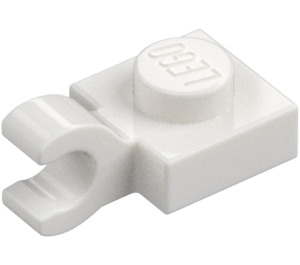 LEGO Weiß Platte 1 x 1 mit Horizontaler Clip (Dick geöffneter O-Clip) (52738 / 61252)