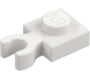 LEGO Blanc assiette 1 x 1 avec Verticale Clip (Clip en 'U' épais) (4085 / 60897)