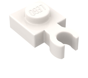 LEGO blanc assiette 1 x 1 avec Verticale Agrafe (Clip 'O' mince ouvert)