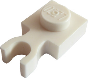 LEGO Weiß Platte 1 x 1 mit Vertikale Clip (Dünner U-Clip) (4085 / 60897)