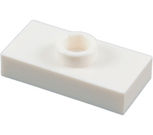 LEGO White Plate 1 x 2 with 1 Stud (without Bottom Groove) (3794)