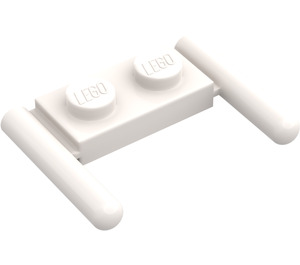 LEGO Weiß Platte 1 x 2 mit Griffe (Mittlere Griffe)
