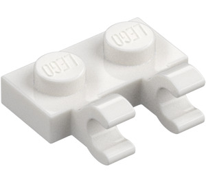 LEGO White Plate 1 x 2 with Horizontal Clips (flat fronted clips) (60470)