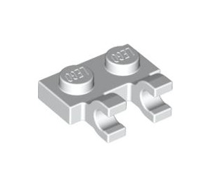 LEGO Wit Plaat 1 x 2 met Horizontaal Clips (clips met platte voorkant) (60470)