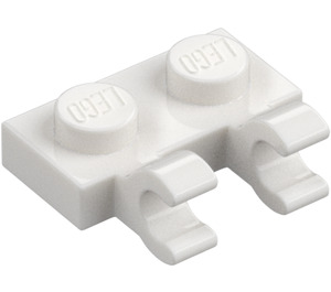 LEGO hvid Plade 1 x 2 med Vandret Clips (Åbn 'O' klip) (49563 / 60470)