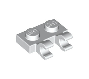 LEGO Wit Plaat 1 x 2 met Horizontaal Clips (Open 'O'-clips) (49563 / 60470)