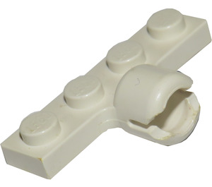 LEGO White Plate 1 x 4 with Ball Joint Socket (Long with 2 Slots)