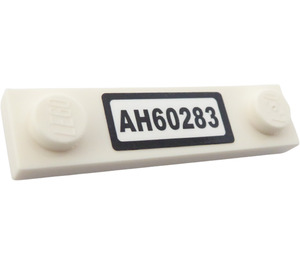 LEGO White Plate 1 x 4 with Two Studs with 'AH60283' Sticker with Groove (41740)