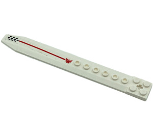 LEGO White Plate 2 x 16 Rotor Blade with Axle Hole with Red Line (Left) Sticker (62743)