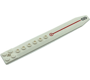 LEGO White Plate 2 x 16 Rotor Blade with Axle Hole with Red Line (Right) Sticker (62743)
