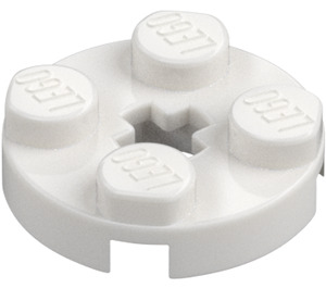 LEGO hvid Plade 2 x 2 Rund med Aksel hul (med 'X' akselhul) (4032)