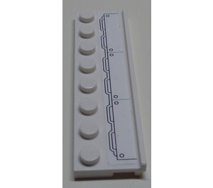 LEGO White Plate 2 x 8 with Door Rail with 4209 Rail Markings Sticker (30586)