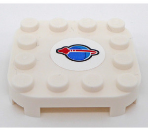 LEGO Weiß Platte 4 x 4 x 0.7 mit Abgerundete Ecken und Empty Middle mit Raum Logo Classic Aufkleber (66792)